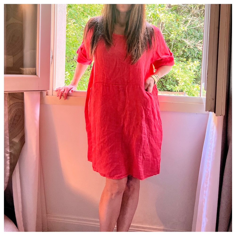 18 MADE IN ITALY 🇮🇹 LINEN DRESS

Posh live from Italy - Picture 2 of 4
